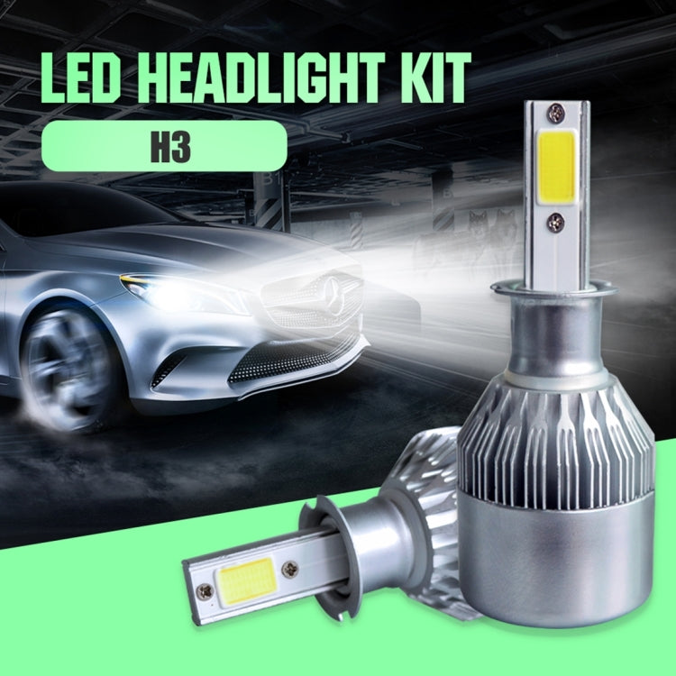 2pcs H3 18W 1800LM 6000K Waterproof IP68 Car Auto LED Headlight with 2 COB LED Lamps, DC 9-36V(White Light) - LED Headlamps by buy2fix | Online Shopping UK | buy2fix