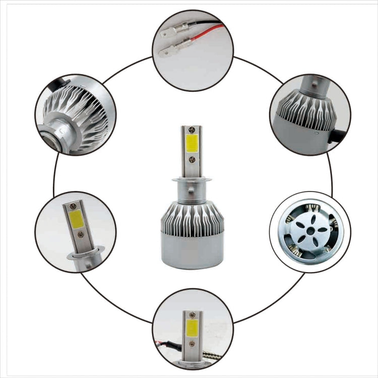 2pcs H3 18W 1800LM 6000K Waterproof IP68 Car Auto LED Headlight with 2 COB LED Lamps, DC 9-36V(White Light) - LED Headlamps by buy2fix | Online Shopping UK | buy2fix