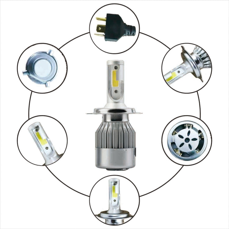 2pcs H4 18W 1800LM 6000K Waterproof IP68 Car Auto LED Headlight with 2 COB LED Lamps, DC 9-36V(White Light) - LED Headlamps by buy2fix | Online Shopping UK | buy2fix