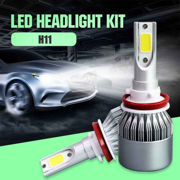 2pcs H8/H11 18W 1800LM 6000K Waterproof IP68 Car Auto LED Headlight with 2 COB LED Lamps, DC 9-36V(White Light) - LED Headlamps by buy2fix | Online Shopping UK | buy2fix