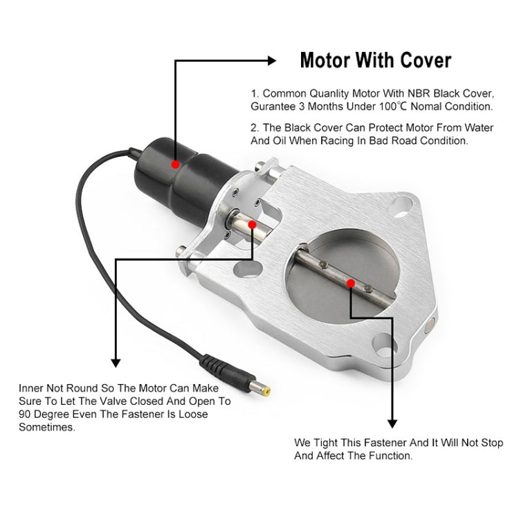 Universal Car 2.5 inch Stainless Steel Racing Electric Exhaust Cutout Valves Control Motor Kit - Exhaust Pipes by buy2fix | Online Shopping UK | buy2fix