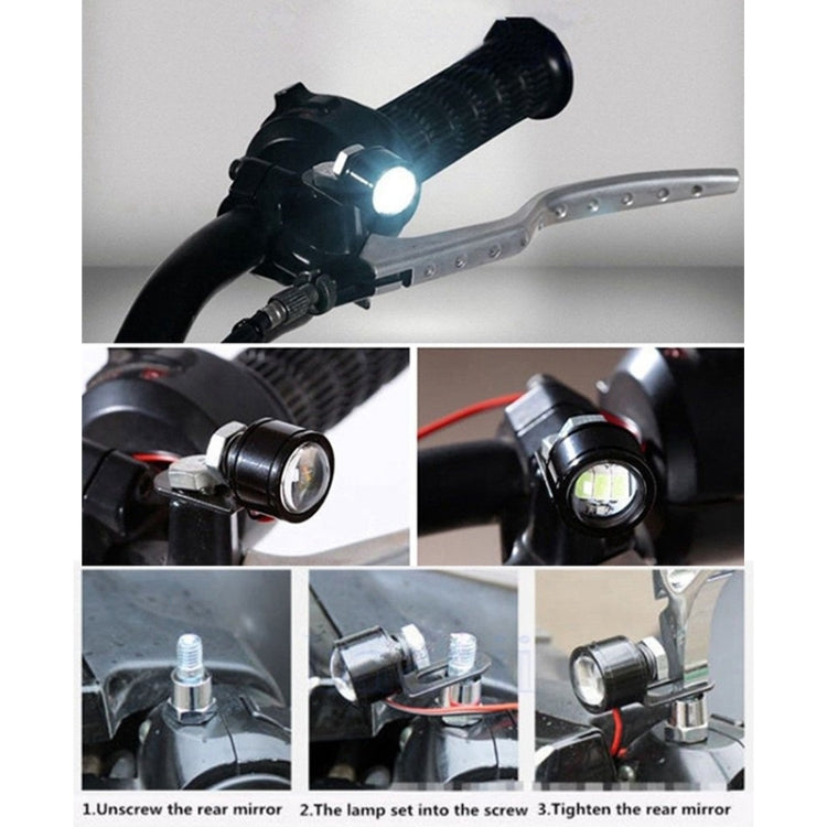 2 PCS 12V 3W Eagle Eyes LED Light For Motorcycle ,Wire Length: 45cm(White Light) - Eagle Eye Lights by buy2fix | Online Shopping UK | buy2fix