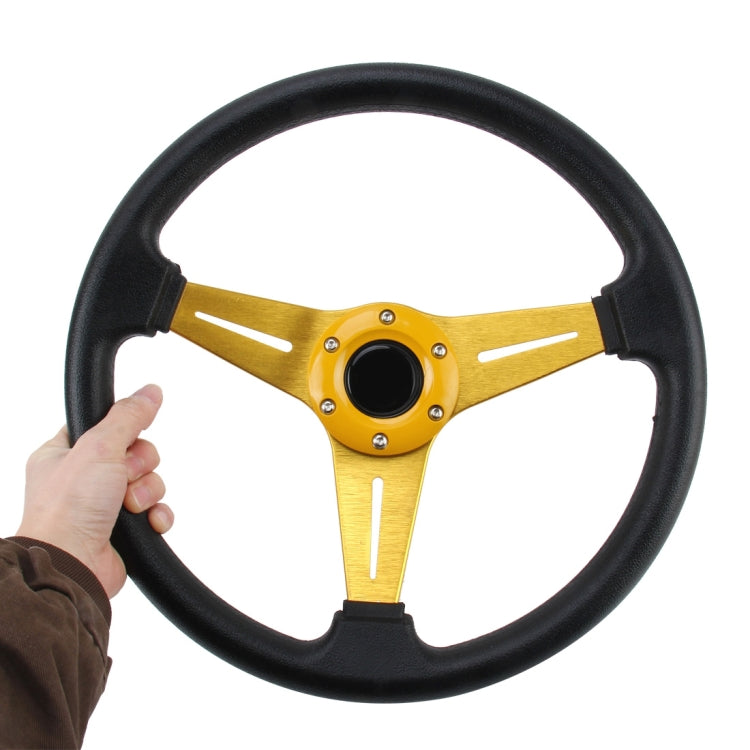 35cm PU Racing Sport Hand Wheel Car Modified Steering Wheel(Gold) - Steering Wheel Accessories by buy2fix | Online Shopping UK | buy2fix