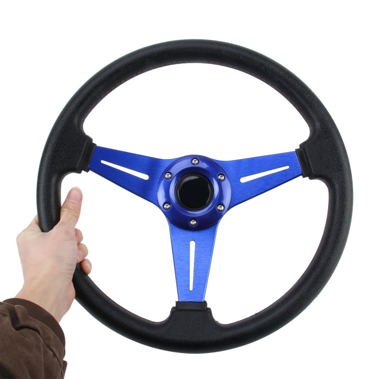 35cm PU Racing Sport Hand Wheel Car Modified Steering Wheel(Blue) - Steering Wheel Accessories by buy2fix | Online Shopping UK | buy2fix
