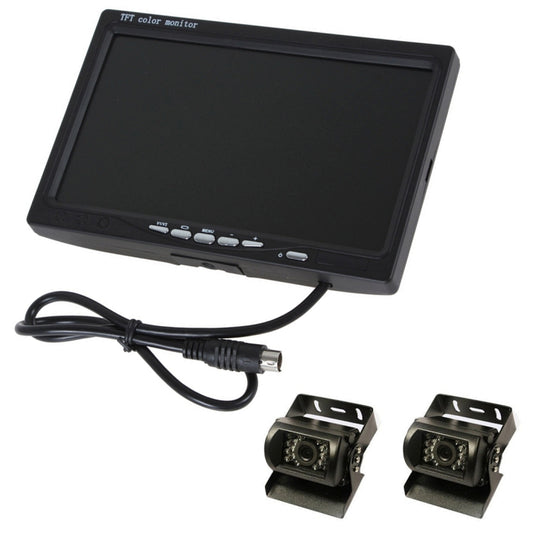 PZ-607-2 Wireless Vehicle Truck Dual Backup Camera and Monitor Infrared Night Vision Rear View Camera with 7 inch HD Monitor by buy2fix