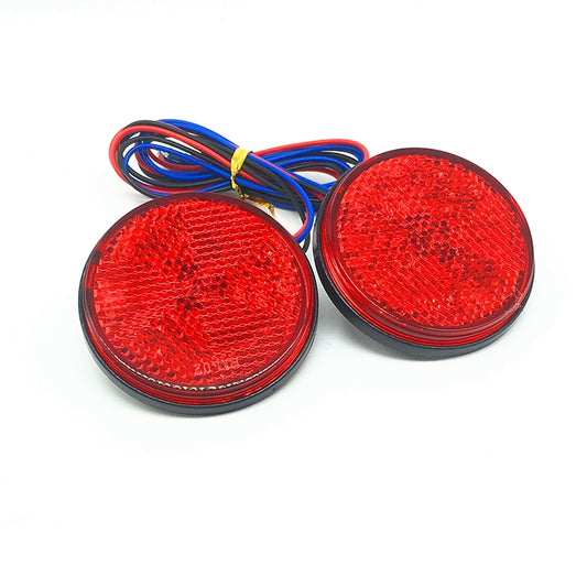 2 PCS Motorcycle Trailer Truck DC 12-15V Wired 24-LED Indicator Lamp Reflector Round Marker Tail Light, Light Color:Red (Steady + Flash Lighting)(Red) by buy2fix