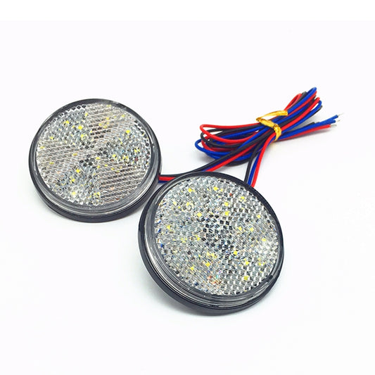2 PCS Motorcycle Trailer Truck DC 12-15V Wired 24-LED Indicator Lamp Reflector Round Marker Tail Light, Light Color: White (Steady + Flash Lighting)(White) by buy2fix