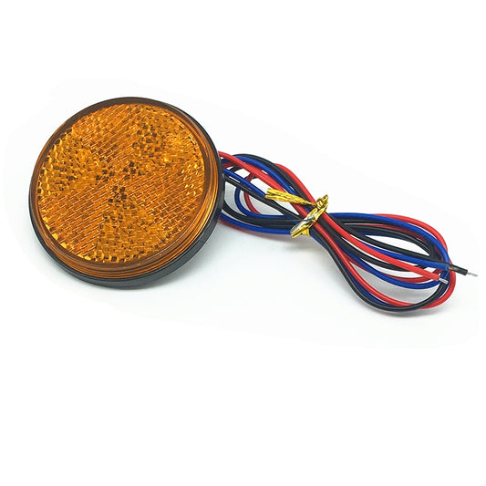 2 PCS Motorcycle Trailer Truck DC 12-15V Wired 24-LED Indicator Lamp Reflector Round Marker Tail Light, Light Color: Yellow (Steady + Flash Lighting)(Yellow) by buy2fix