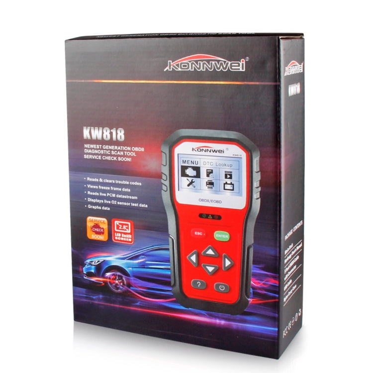 KONNWEI KW818 EOBD / OBDII Car Auto Diagnostic Scan Tools CAN Code Reader Scanner (Only for 12V Gasoline Car) by KONNWEI