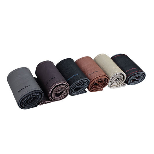 Car Universal Genuine Leather Hand-stitched Steering Wheel Cover(Dark Brown) by buy2fix