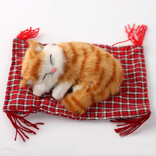 Lovely Simulation Animal Doll Plush Sleeping Cats Toy Cat Mat Doll Decorations Stuffed Toys Car Decoration Crafts, Mat Size: 19*13cm, Cat Size: 14*11cm by buy2fix