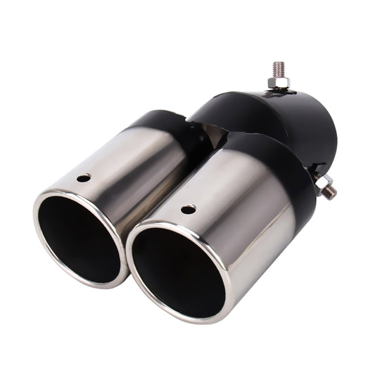 Universal Car Styling Stainless Steel Curved Double Outlets Exhaust Tail Muffler Tip Pipe(Black) by buy2fix