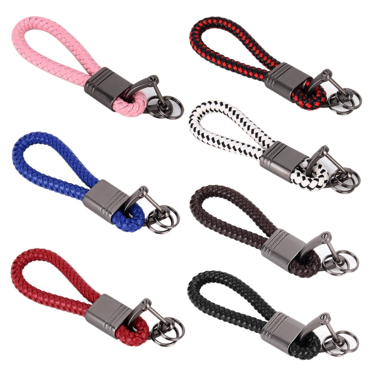PU Leather Braided Strap Zinc Alloy Keychain Keyring, Random Color Delivery by buy2fix