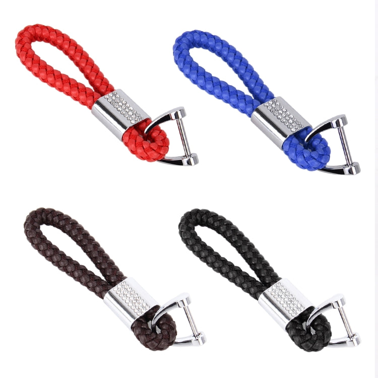 PU Leather Braided Strap Crystal Inlaid Keychain Keyring, Random Color Delivery by buy2fix