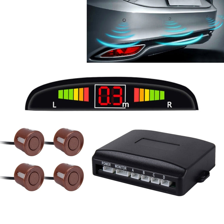 Car Buzzer Reverse Backup Radar System - Premium Quality 4 Parking Sensors Car Reverse Backup Radar System with LCD Display(Brown) - Radar Detectors by buy2fix | Online Shopping UK | buy2fix