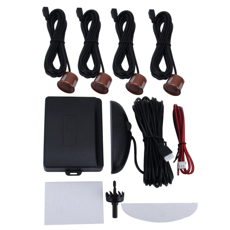 Car Buzzer Reverse Backup Radar System - Premium Quality 4 Parking Sensors Car Reverse Backup Radar System with LCD Display(Brown) - Radar Detectors by buy2fix | Online Shopping UK | buy2fix