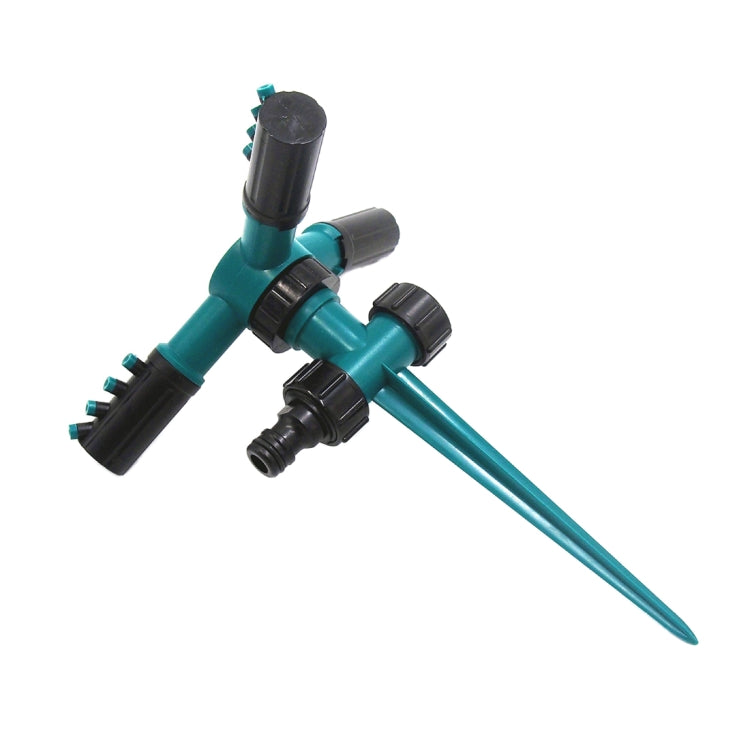 Automatic 360 Rotating Adjustable Garden Water Sprinklers Lawn Irrigation System with 3 Arm Sprayers and Spike Base(Green) - Watering & Irrigation by buy2fix | Online Shopping UK | buy2fix