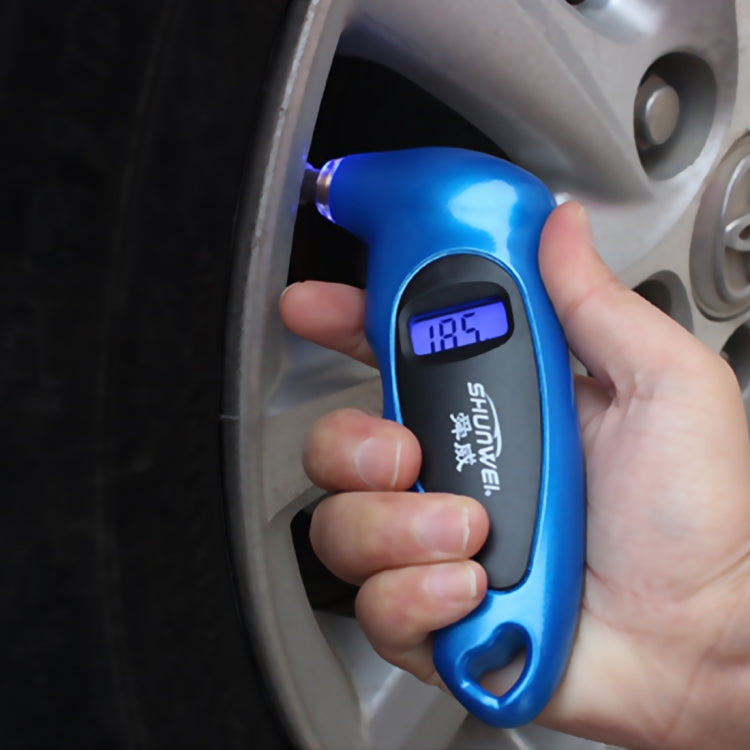 SHUNWEI SD-2802 Digital Tire Pressure Gauge 150 PSI 4 Settings for Car Truck Bicycle with Backlit LCD and Non-Slip Grip(Blue) - Tire Pressure Gauges by SHUNWEI | Online Shopping UK | buy2fix