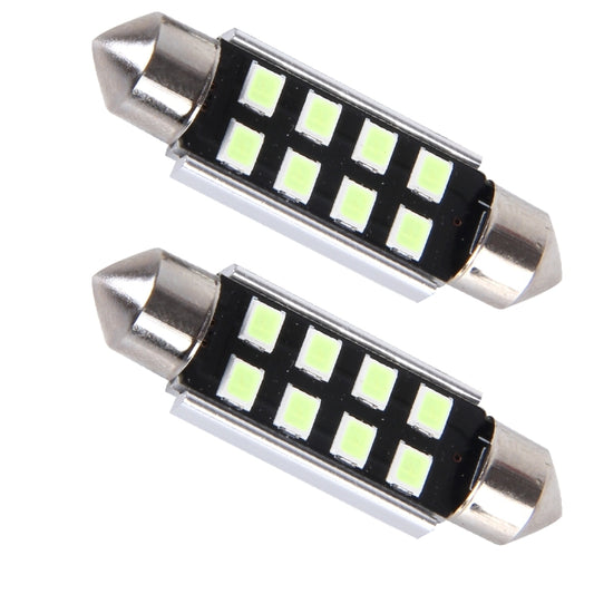 2 PCS DC 12V 2W 41MM 8 SMD-3528 LEDs Bicuspid Port Decoding Car Dome Lamp LED Reading Light(Ice Blue Light) by buy2fix