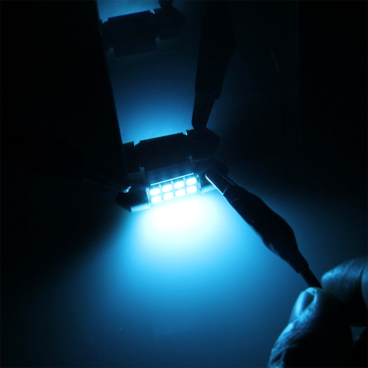 2 PCS DC 12V 2W 41MM 8 SMD-3528 LEDs Bicuspid Port Decoding Car Dome Lamp LED Reading Light(Ice Blue Light) by buy2fix
