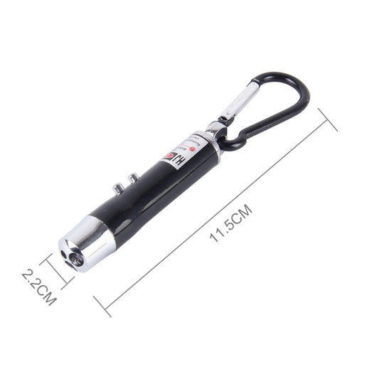 2pcs Outdoor Keychain Metal Shell Mini LED Flashlight Laser Light with Money Detecting(Black) by buy2fix