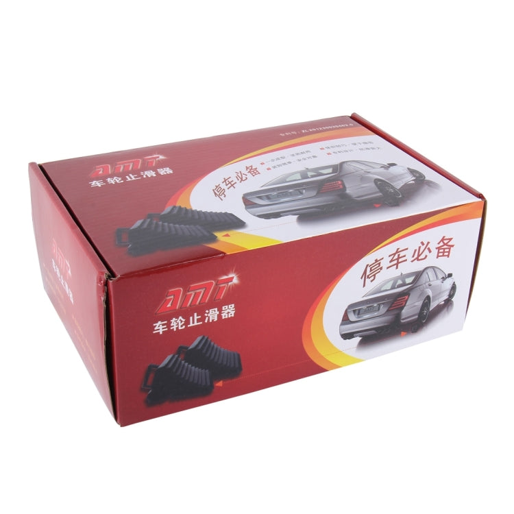 2pcs Solid Rubber Wheel Chock with Handle for Vehicles Under 2.5 Tons - Car Road Trouble Clearer by buy2fix | Online Shopping UK | buy2fix