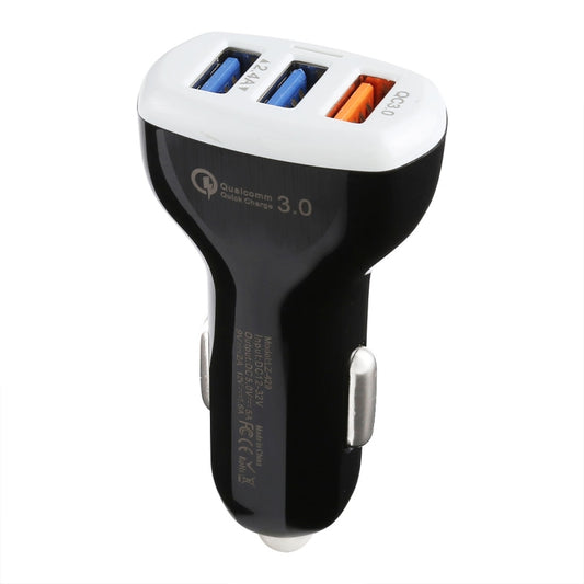 LZ-429 QC3.0 2.4A Three USB Ports Smart Quick Car Charger(Black) by buy2fix