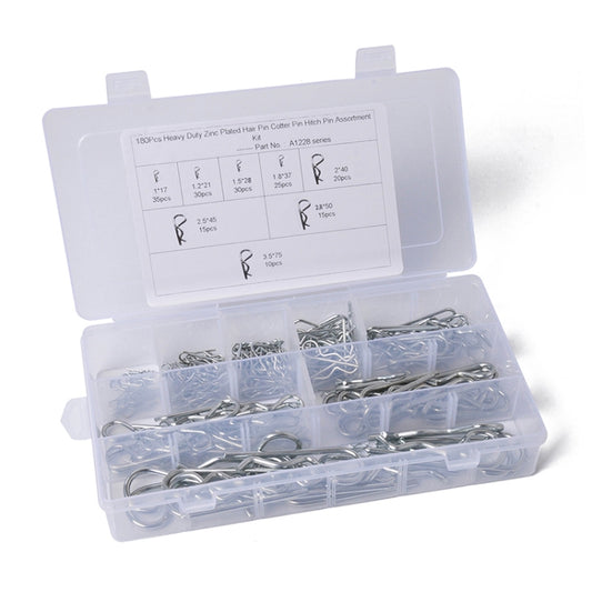 180 PCS Heavy Duty Zinc Plated Cotter R Tractor Clip Pin for Car / Boat / Garages by buy2fix