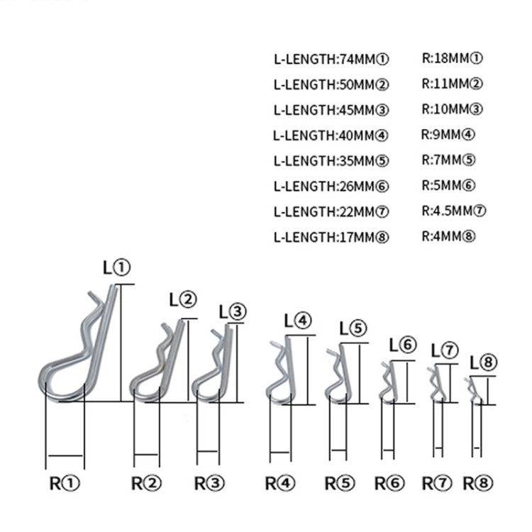 180 PCS Heavy Duty Zinc Plated Cotter R Tractor Clip Pin for Car / Boat / Garages by buy2fix