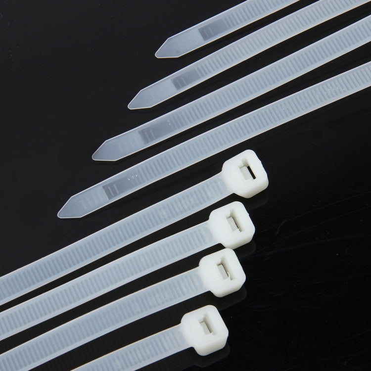 100pcs /Pack 8mm*200mm Nylon Cable Ties(White) - Booster Cable & Clip by buy2fix | Online Shopping UK | buy2fix