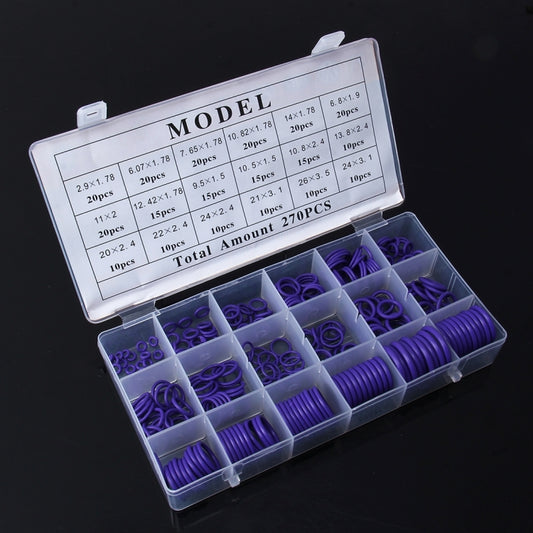 270 PCS Car Auto Vehicle 18 Sizes Assortment Kit Air Conditioning HNBR Seal O-Ring Set by buy2fix