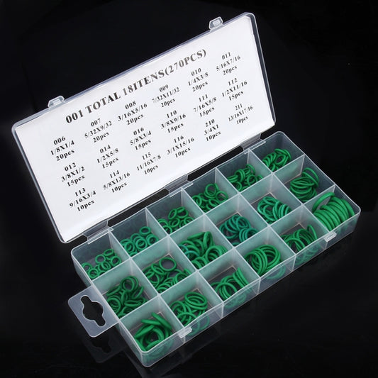 270 PCS Car Auto Vehicle 18 Sizes Assortment Kit Air Conditioning HNBR Seal O-Ring Set by buy2fix