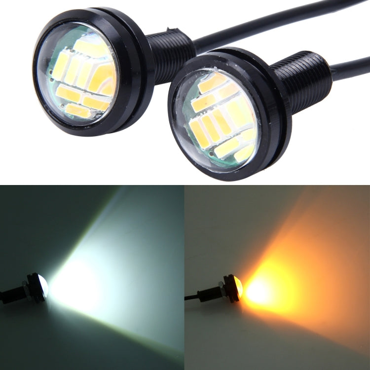 2 PCS 2W Car Auto Eagle Eyes Fog Light Turn Light with 12 SMD-4014 LED Lamps, DC 12V Cable Length: 55cm (White + Yellow Light) - Eagle Eye Lamps by buy2fix | Online Shopping UK | buy2fix