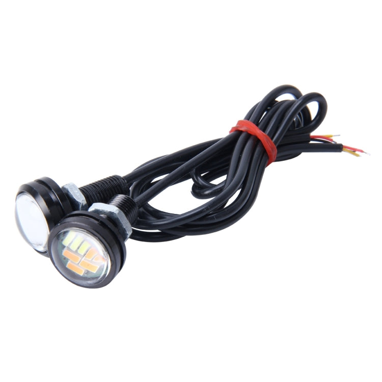 2 PCS 2W Car Auto Eagle Eyes Fog Light Turn Light with 12 SMD-4014 LED Lamps, DC 12V Cable Length: 55cm (White + Yellow Light) - Eagle Eye Lamps by buy2fix | Online Shopping UK | buy2fix
