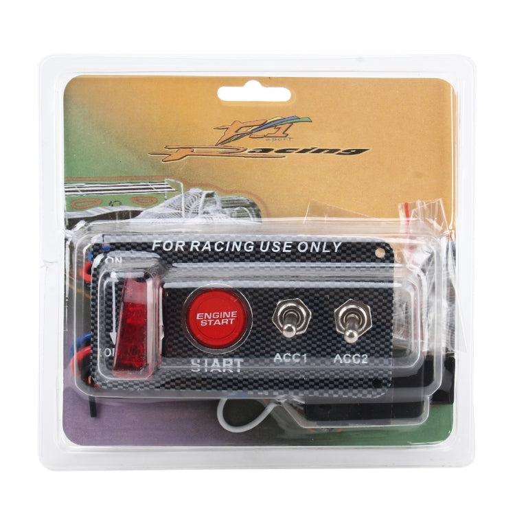 Racing Car Ignition Switch Panel Engine Start Start Push Button LED Racing Toggle Switch 12V Carbon Fiber Panel Multi-function Automatic Ignition Switch for Racing Cars by buy2fix