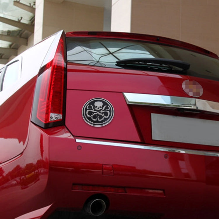 Skull Pattern Circular Shape Shining Metal Car Free Sticker(Black) by buy2fix