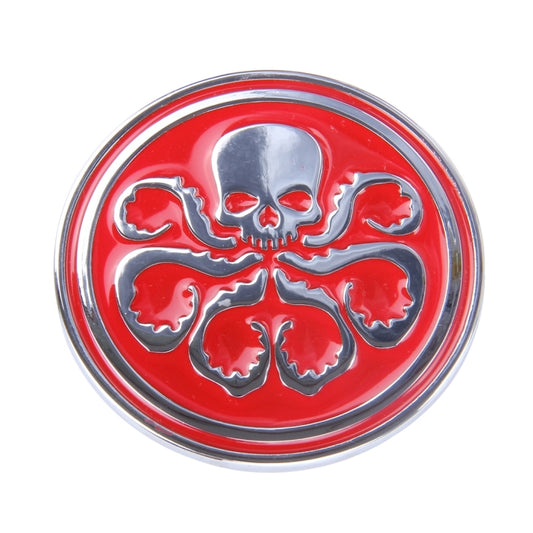 Skull Pattern Circular Shape Shining Metal Car Free Sticker(Red) by buy2fix