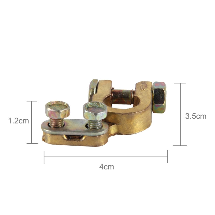 2 PCS Brass Positive and Negative Car Battery Connectors Terminals Clamps Clips, Inner Diameter: 1.2cm - Booster Cable & Clip by buy2fix | Online Shopping UK | buy2fix
