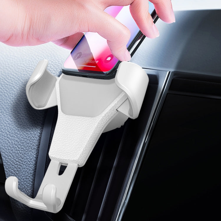 Litchi Texture Gravity Car Mount Phone Holder (White) by buy2fix