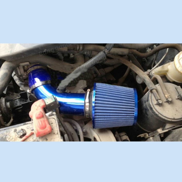 Universal Air Intake Pipe Super Power Flow Air Intakes Short Cold Racing Aluminium Air Intake Pipe Hose with Cone Filter Kit System (Blue) by buy2fix