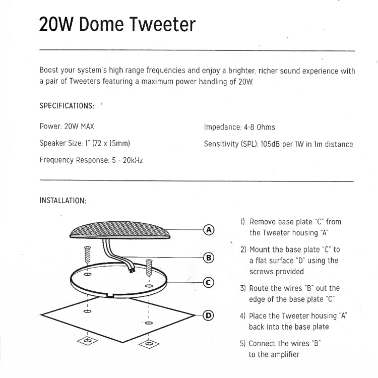 2 PCS CQS-68 20W 105dB Car Dome Tweeter Audio Loudspeaker Treble Speaker - Car Amplifiers by buy2fix | Online Shopping UK | buy2fix