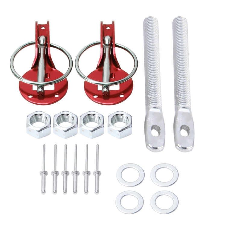 A Pair Universal Automobile Engine Cover Lock Carbon Fiber Hood Lock Car Modification Cover Lock Pull-type Engine Cover Lock Mount Bonnet Hood Pins Lock for Car Modification(Red) by buy2fix