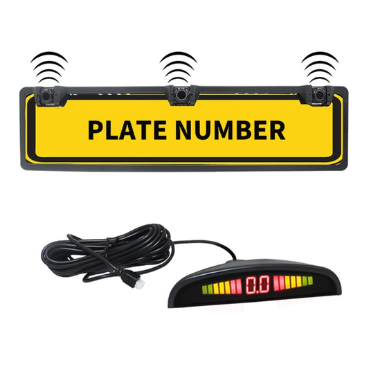 PZ300L Europe Car License Plate Frame Parking Sensors Reversing Radar with 3 Radar Detector - Rear View Cameras by buy2fix | Online Shopping UK | buy2fix