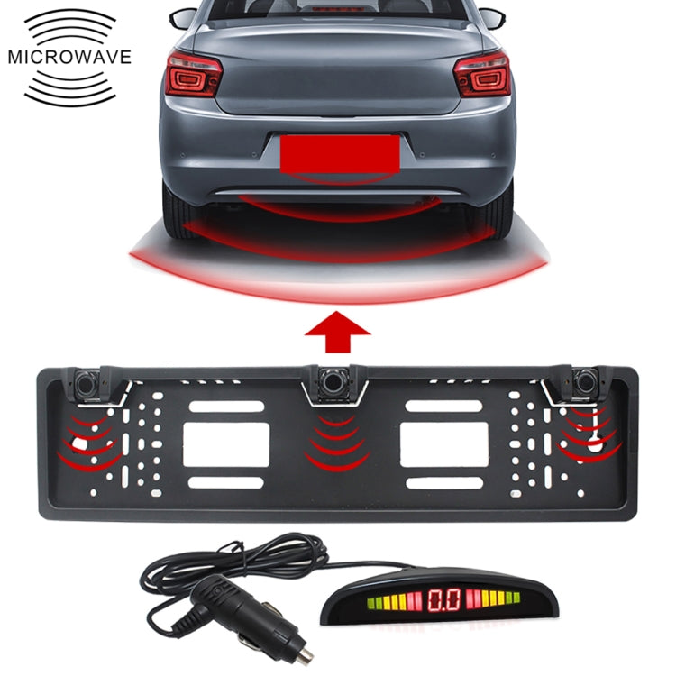 PZ300L-W Wireless Europe Car License Plate Frame Parking Sensors Reversing Radar with 3 Radar Detector - Rear View Cameras by buy2fix | Online Shopping UK | buy2fix