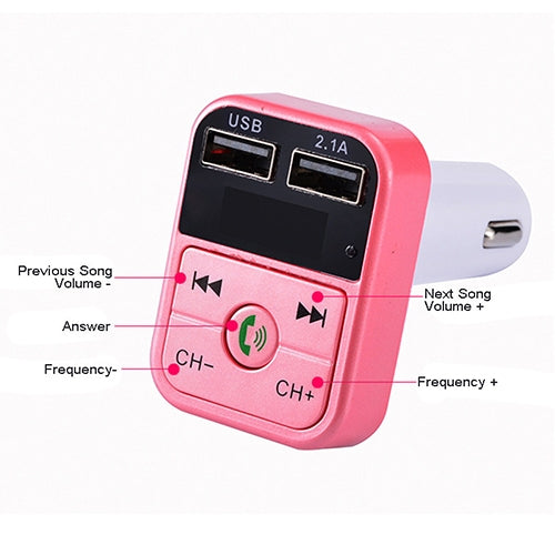 B2 Dual USB Charging Bluetooth FM Transmitter MP3 Music Player Car Kit, Support Hands-Free Call & TF Card & U Disk (Rose Gold) - Bluetooth Car Kits by buy2fix | Online Shopping UK | buy2fix