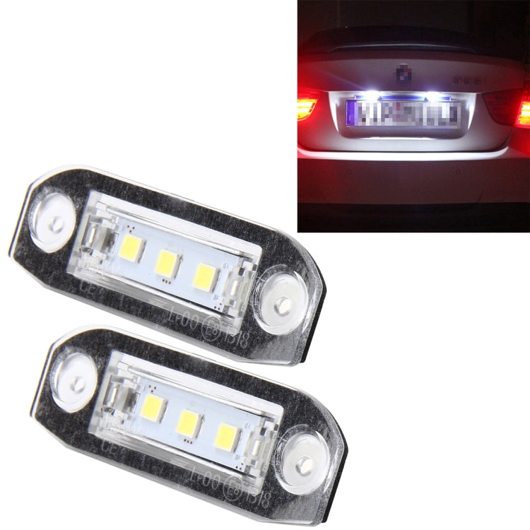 2 PCS License Plate Light with 3 SMD-5050 Lamps for Volvo,2W 120LM,6000K, DC12V(White Light) - License Plate Lights by buy2fix | Online Shopping UK | buy2fix