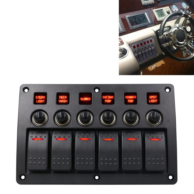 3Pin 6 Way Switches Combination Switch Panel with Light and Projector Lens for Car RV Marine Boat - Car Switches by buy2fix | Online Shopping UK | buy2fix