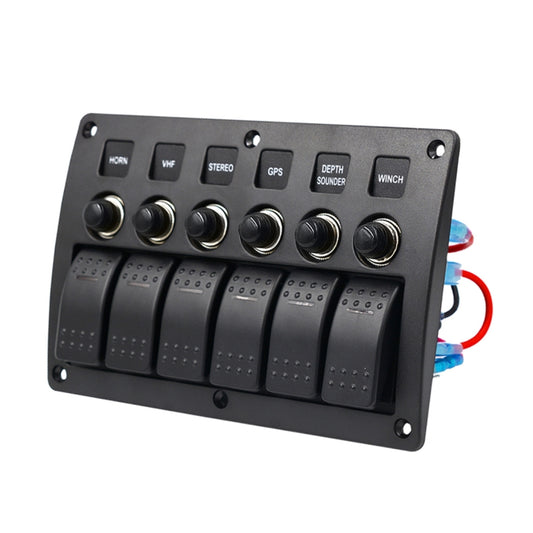 3Pin 6 Way Switches Combination Switch Panel with Light and Projector Lens for Car RV Marine Boat - Car Switches by buy2fix | Online Shopping UK | buy2fix