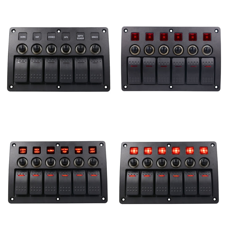 3Pin 6 Way Switches Combination Switch Panel with Light and Projector Lens for Car RV Marine Boat - Car Switches by buy2fix | Online Shopping UK | buy2fix