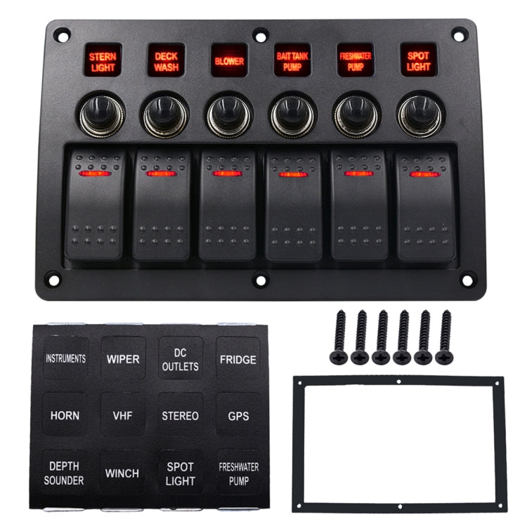3Pin 6 Way Switches Combination Switch Panel with Light and Projector Lens for Car RV Marine Boat - Car Switches by buy2fix | Online Shopping UK | buy2fix